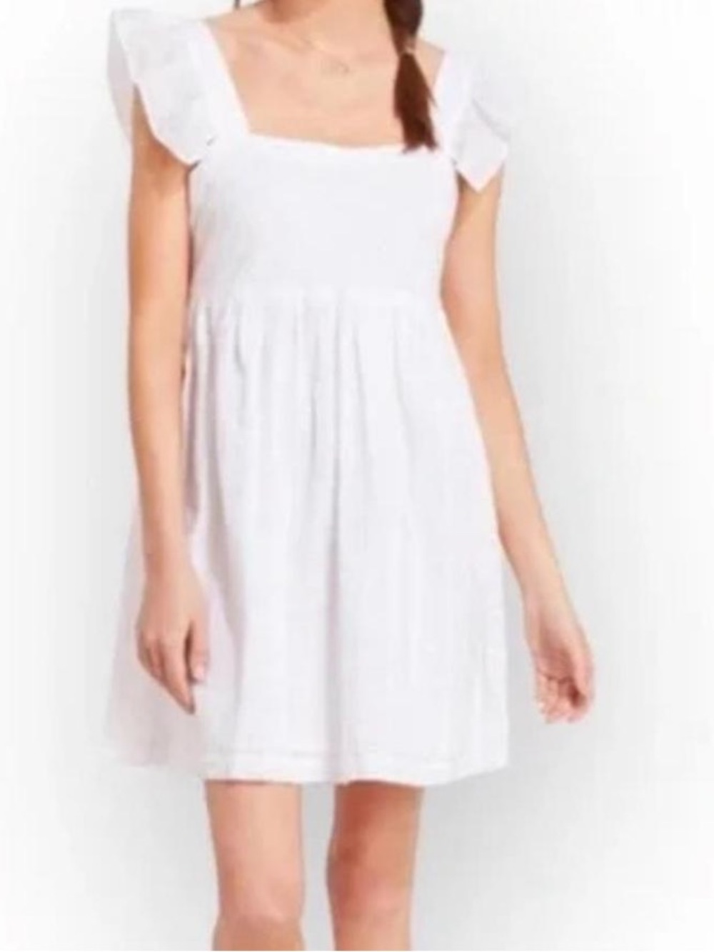 Vineyard Vines White Square-Neck Ruffle Strap Casual Dress/coverup Size S